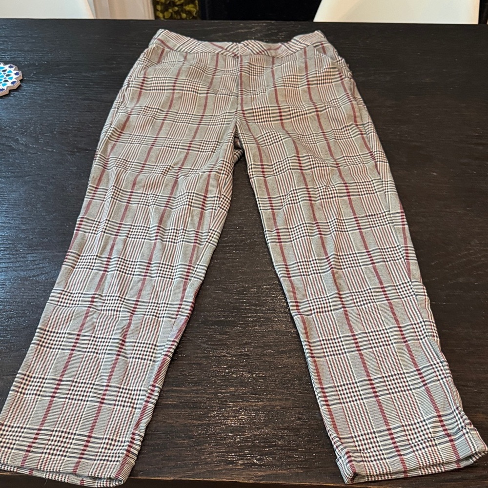 Forever 21 Men's Red and Gray Plaid Dress Pants